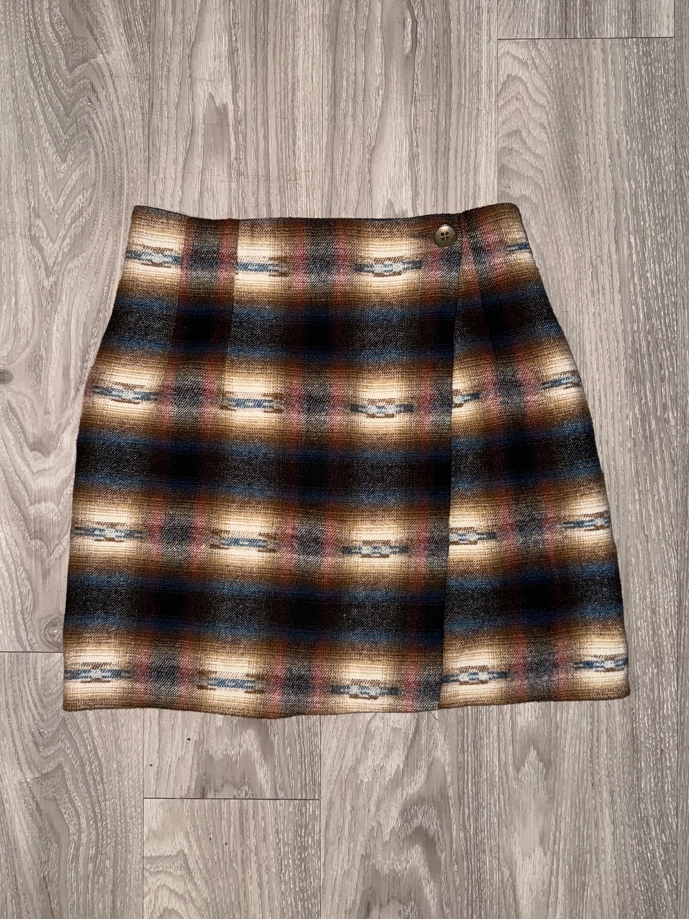 Vintage 90s Express plaid southwestern wool skirt